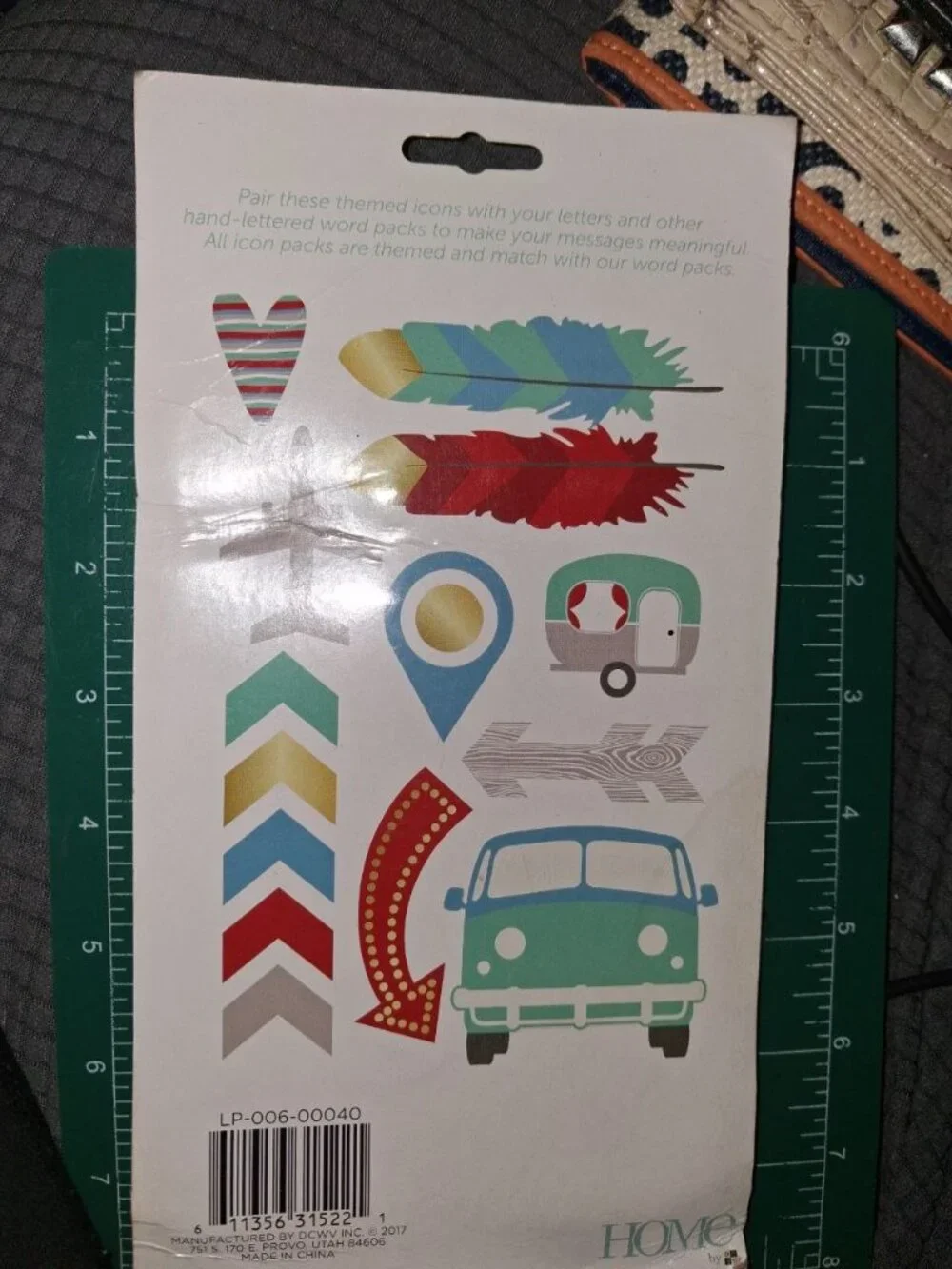 Crafter Scrapbook Destash Lot - Travel Letterboard Icons, 2x Dog Ribbons, Sequin
